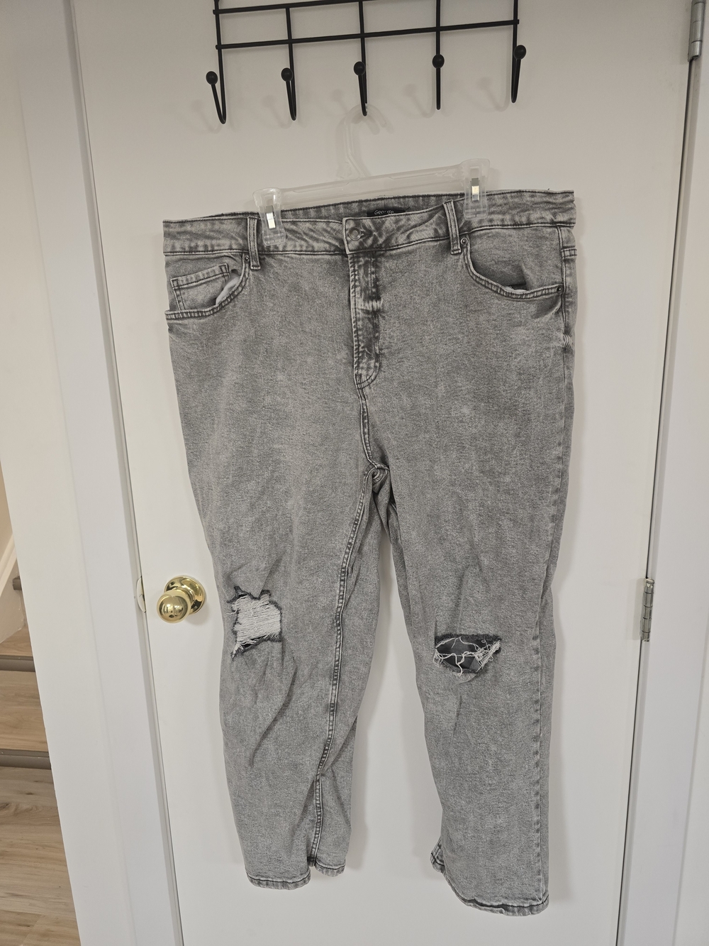 George Washed Gray Distressed Boyfriend Jeans